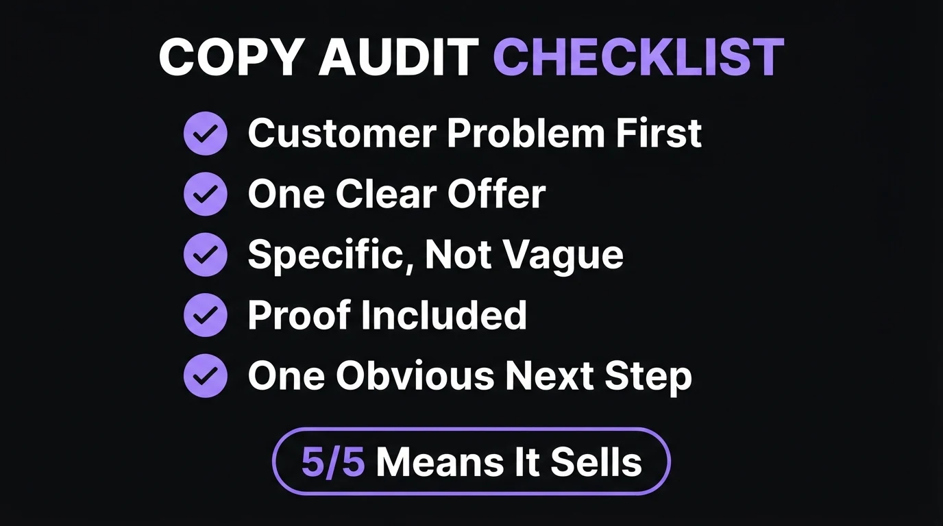 Five-point copy audit checklist for a small business website